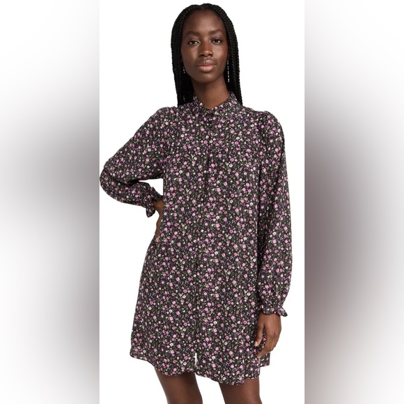 English Factory Dresses & Skirts - English Factory Black Floral Shift Dress with Pink Flowers